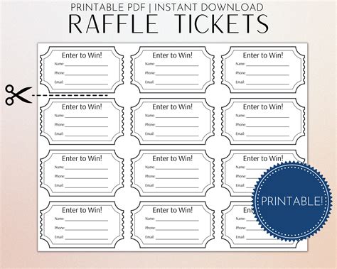 tickets for a raffle