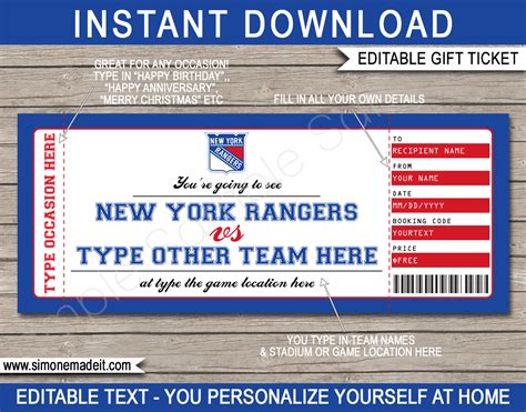 tickets for the rangers game