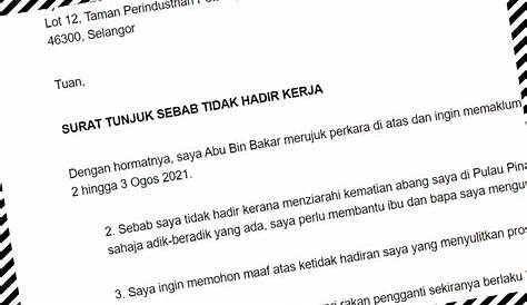 Contoh Surat Tidak Hadir Kerja Kerana Sakit