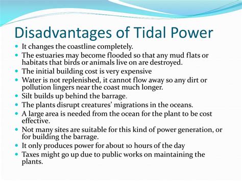 tidal energy advantages and disadvantages ppt