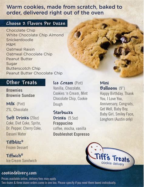 tiff's treats menu and prices