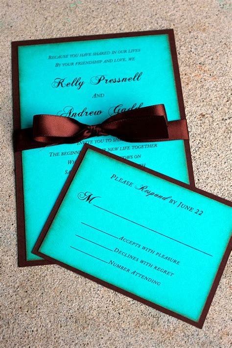 tiffany blue and brown wedding invitations