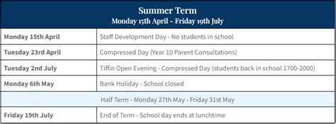 tiffin school term dates