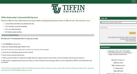 tiffin university email login