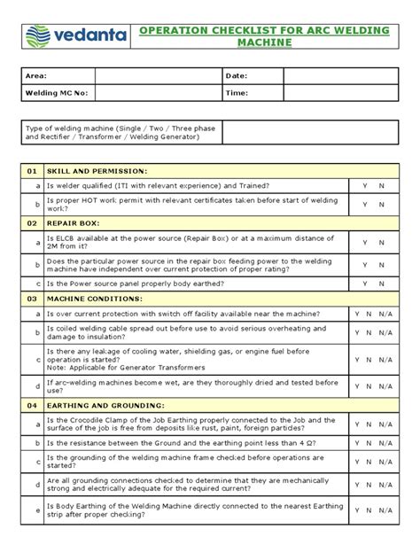 Tig Welding Machine Maintenance Checklist