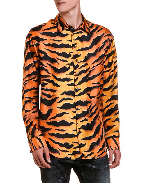 Lyst Kenzo Tiger Print Shirt in Brown for Men