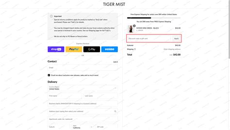 tiger mist promo code