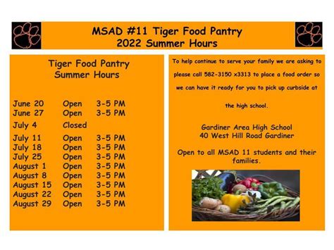 Tiger Pantry Hours