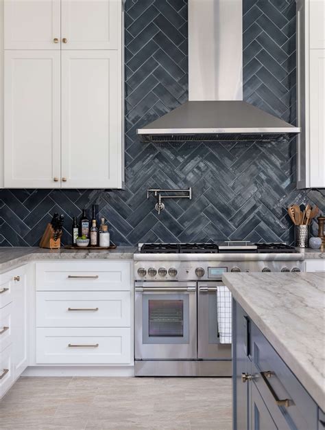 Incredible Tile Backsplash In Herringbone Pattern References