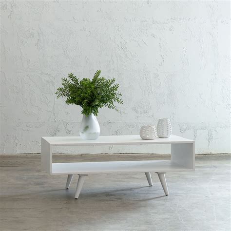 Timber Coffee Table White Drawer