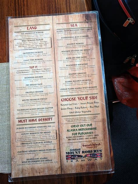 timberline bar and grill menu