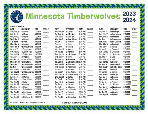 timberwolves 2023 2024 schedule