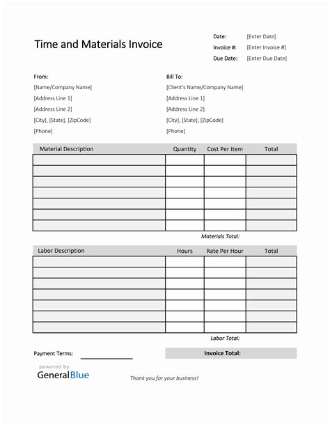 Time And Material Invoice Template: A Comprehensive Guide