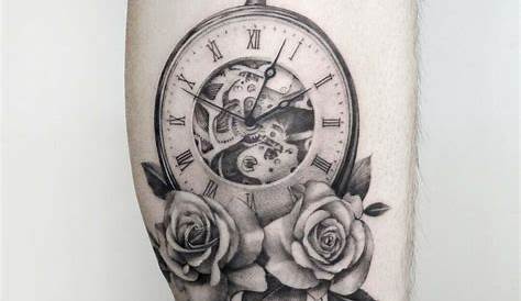 Shoulder Clock Flower Tattoo by Fat Foogo