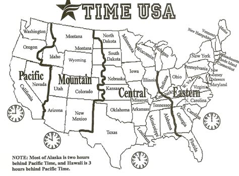 Time Zone Map Usa Printable Black And White