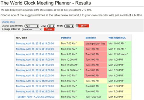 time and date meeting planner koror
