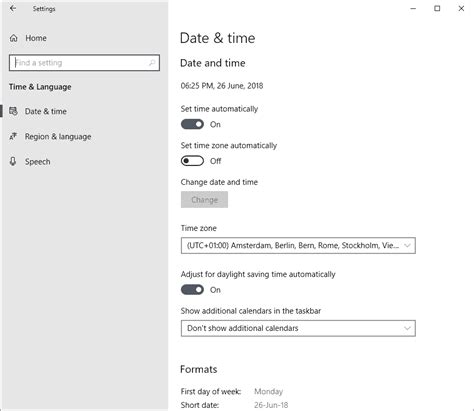 time and language windows settings