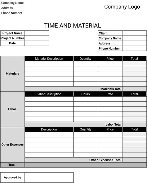 Time And Material Sheets