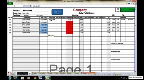 time and motion study example excel