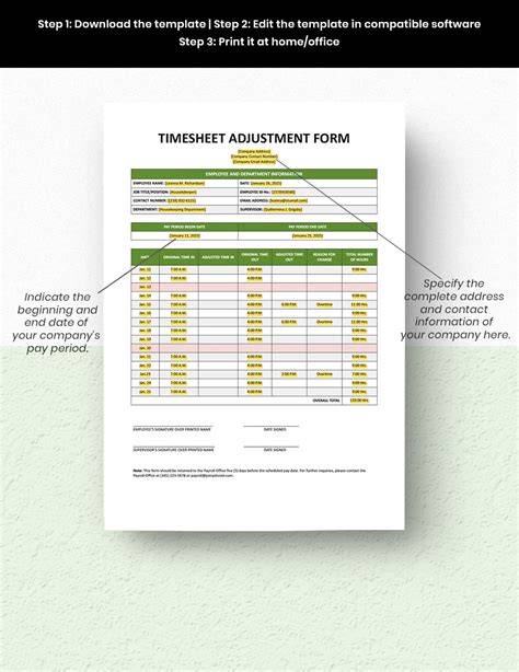 time card adjustment form template