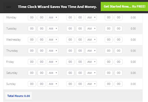 time clock wizard calculator with breaks