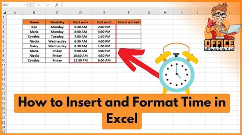 time format shortcut in excel