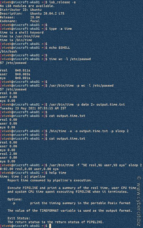 Time Linux Command Output
