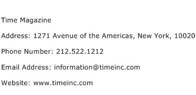 time magazine contact email