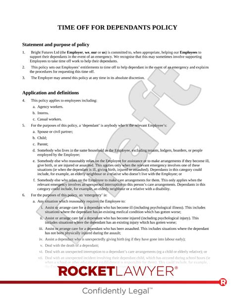 time off for dependants policy