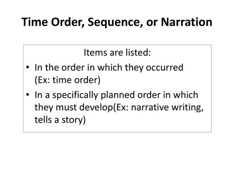 time order sequence examples sentences