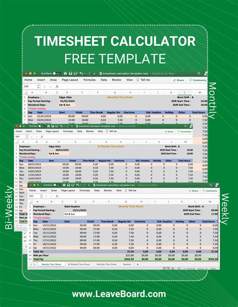 Time Sheet Template Calculator