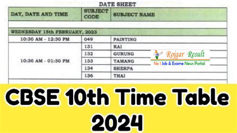 time table 2024 cbse
