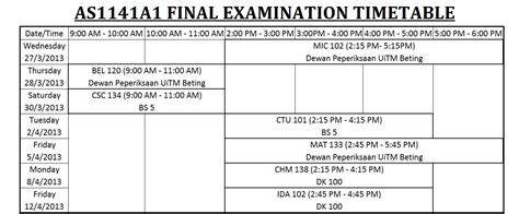 Time Table Generator Online Uitm