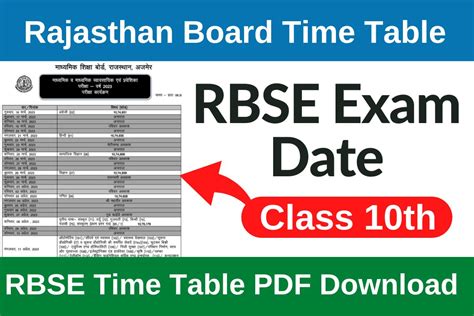 time table rbse 2024