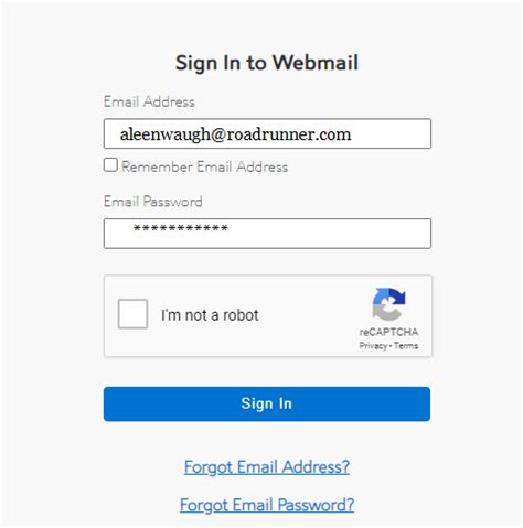 time warner roadrunner email login settings
