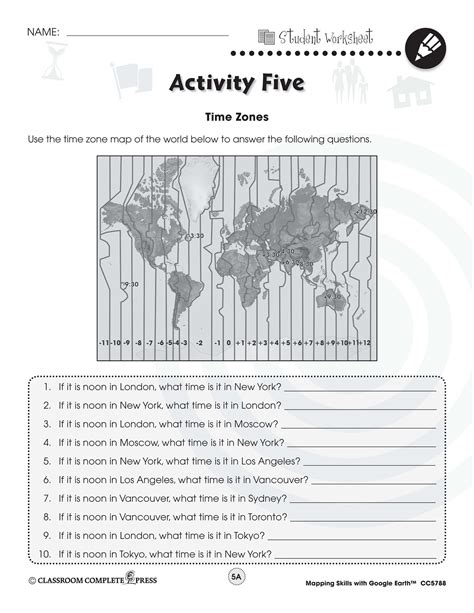 time zone activity worksheet
