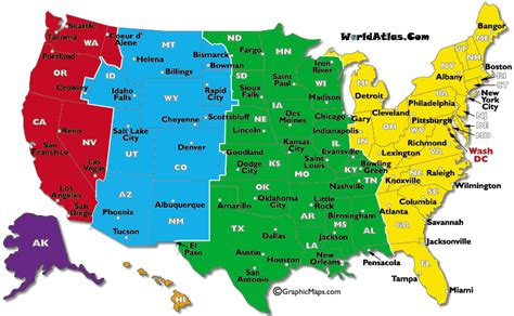 time zone map united states with cities