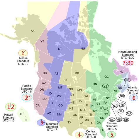 time zones map usa and canada