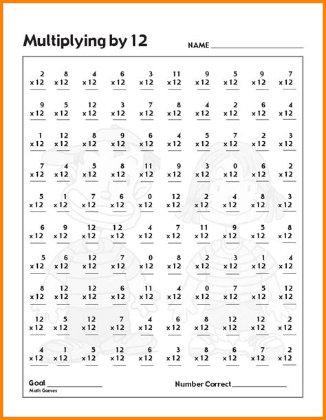 844 Free Multiplication Worksheets for Third, Fourth and Fifth Grade