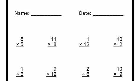 100 Vertical Questions - Multiplication Facts - 1-91-10 (A) - Free