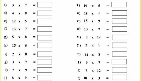 Times Tables Practice Quiz - Free Printable