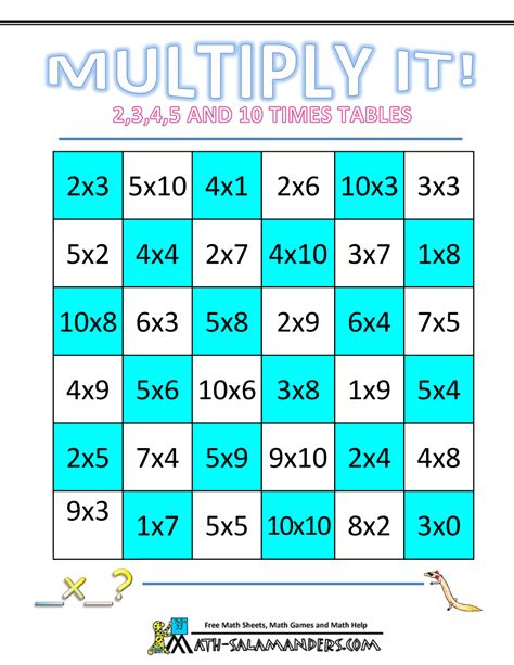 Times 3 Math Games Printable