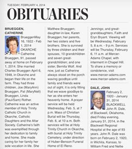 times reporter newspaper obituaries