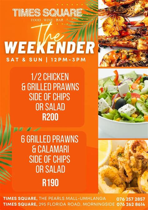 times square durban menu