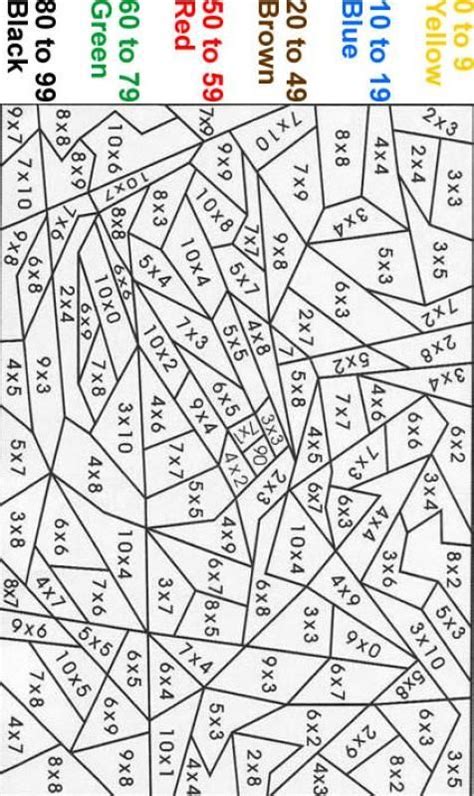 times tables colouring pages