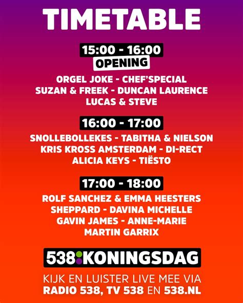 timetable 538 koningsdag 2023