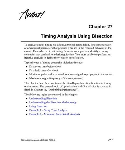 Timing Analysis Using Bisection