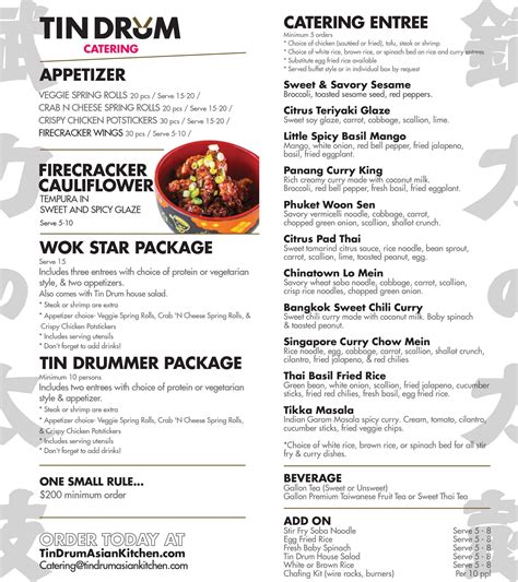 Tin Drum Catering Menu