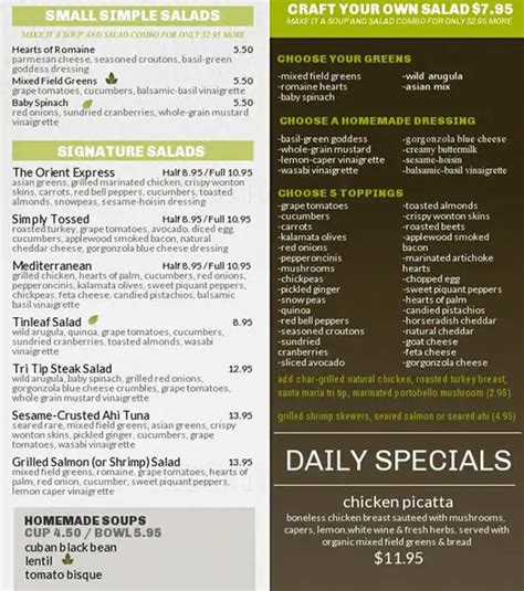 Tin Leaf Kitchen Menu