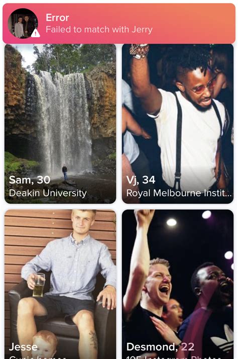 tinder failed to match error